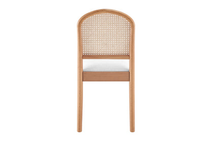 Set of 2 Matt Blatt Louie Rattan and Beech Wood Dining Chairs (White/Natural)