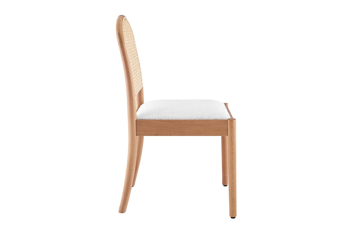 Set of 2 Matt Blatt Louie Rattan and Beech Wood Dining Chairs (White/Natural)