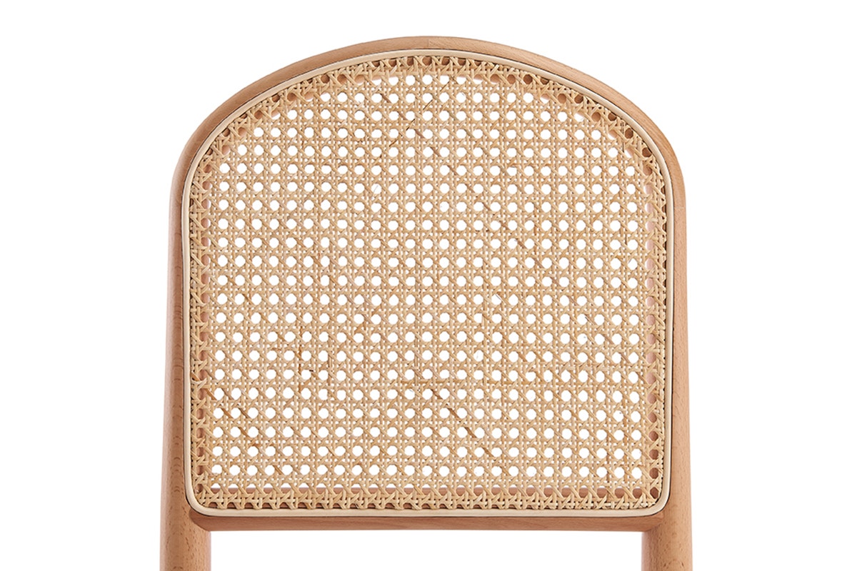 Set of 2 Matt Blatt Louie Rattan and Beech Wood Dining Chairs (White/Natural)
