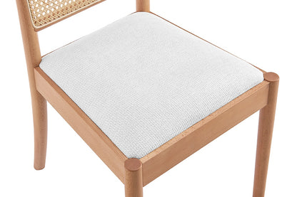 Set of 2 Matt Blatt Louie Rattan and Beech Wood Dining Chairs (White/Natural)