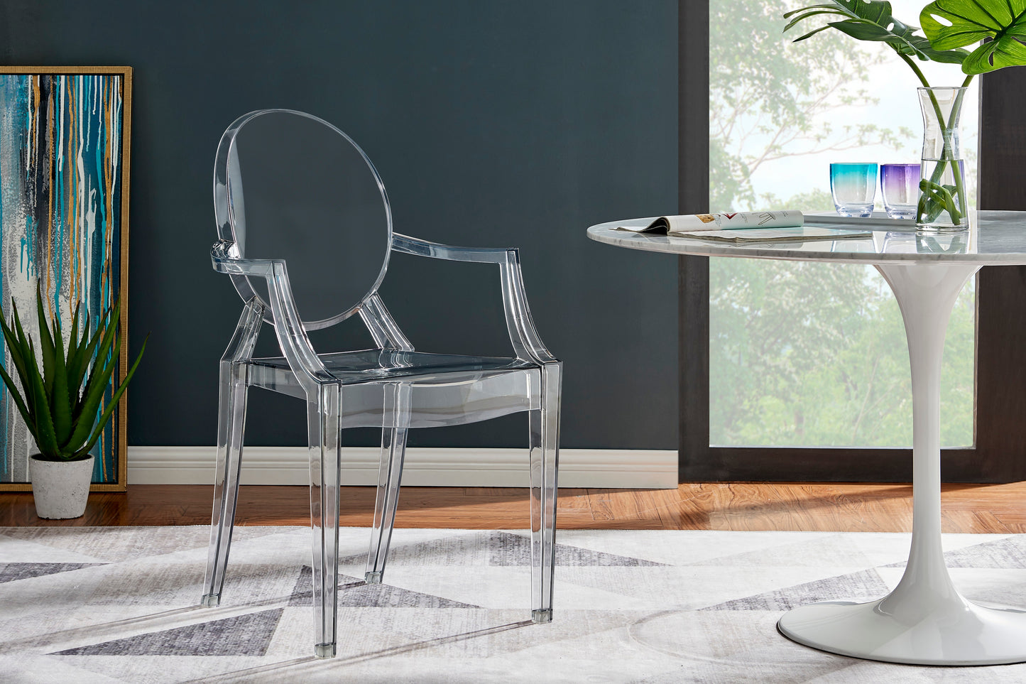Set of 2 Matt Blatt Philippe Starck Louis Ghost Dining Chairs Replica (Smoke)