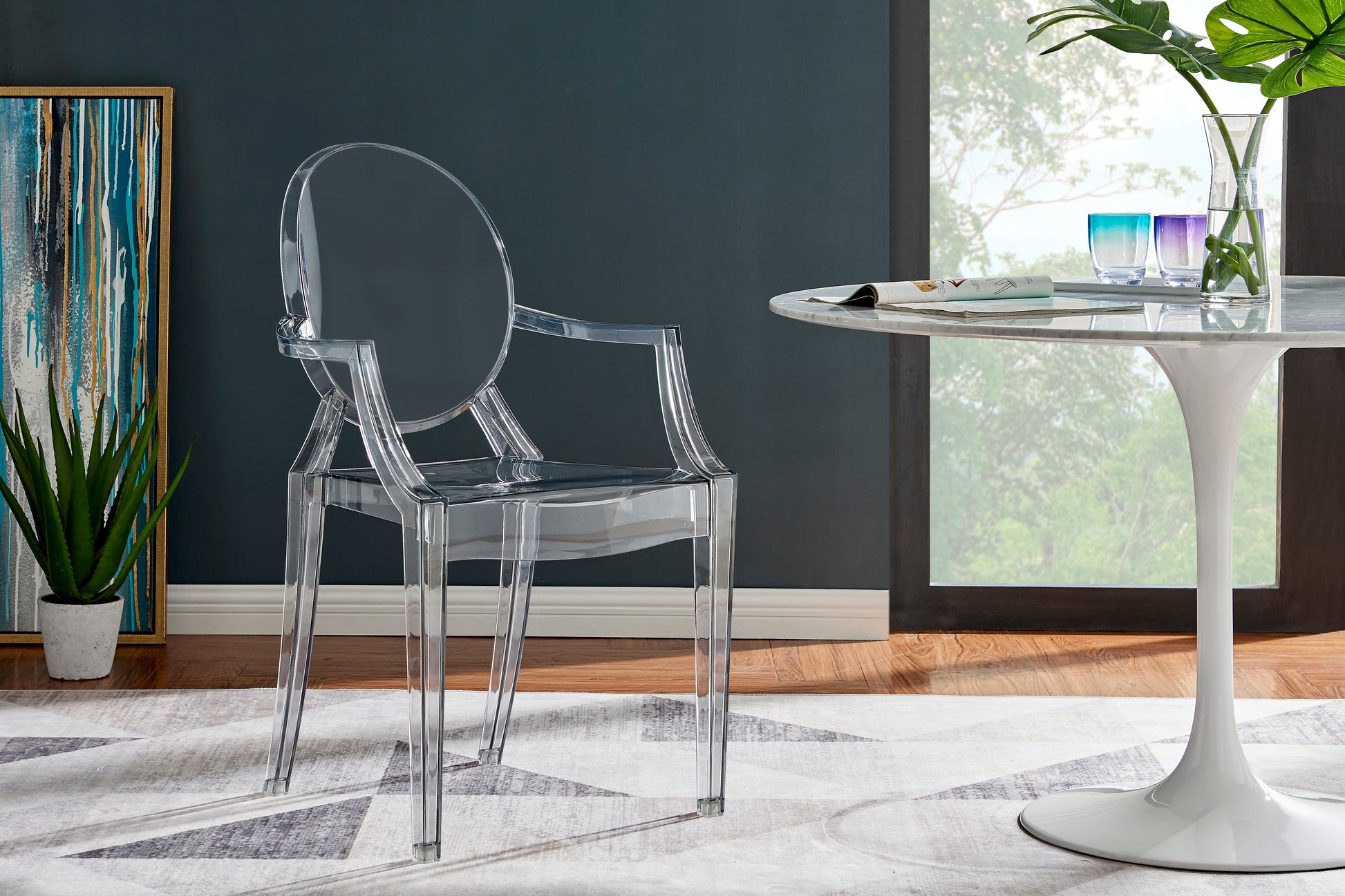 Set of 2 Matt Blatt Philippe Starck Louis Ghost Dining Chairs Replica (Smoke)
