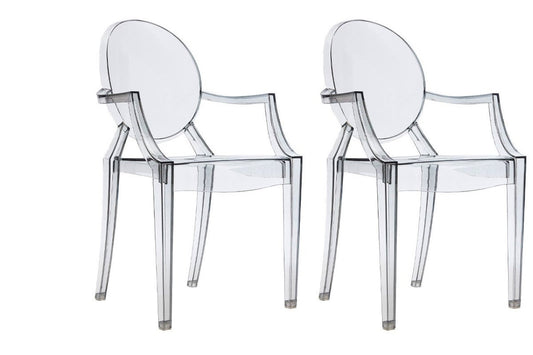 Matt Blatt Set of 2 Philippe Starck Louis Ghost Arm Chairs Replica (Smoke)