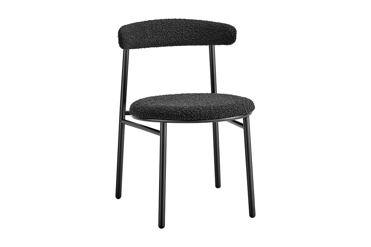 Set of 2 Brosa Lancel Dining Chairs (Pebbled Black Boucle)