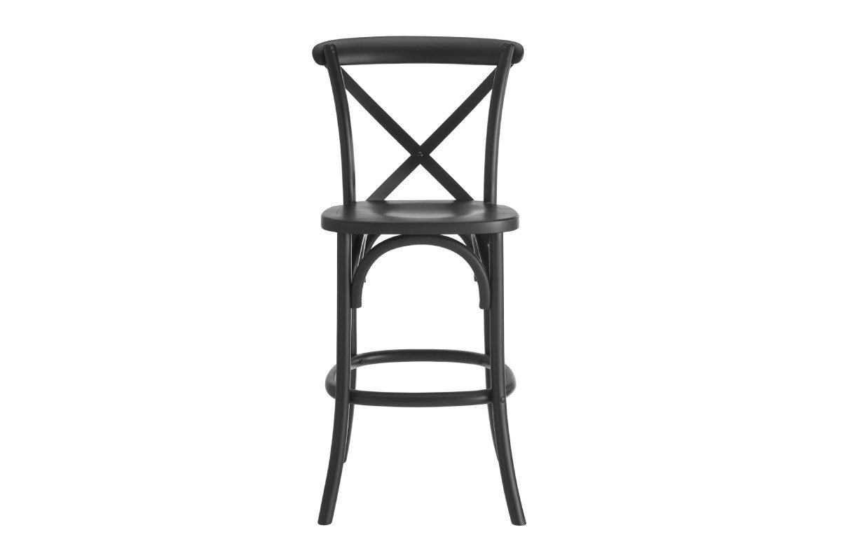 Matt Blatt Melrose Cross Back Counter Stool (Black Birch/Board Seat)