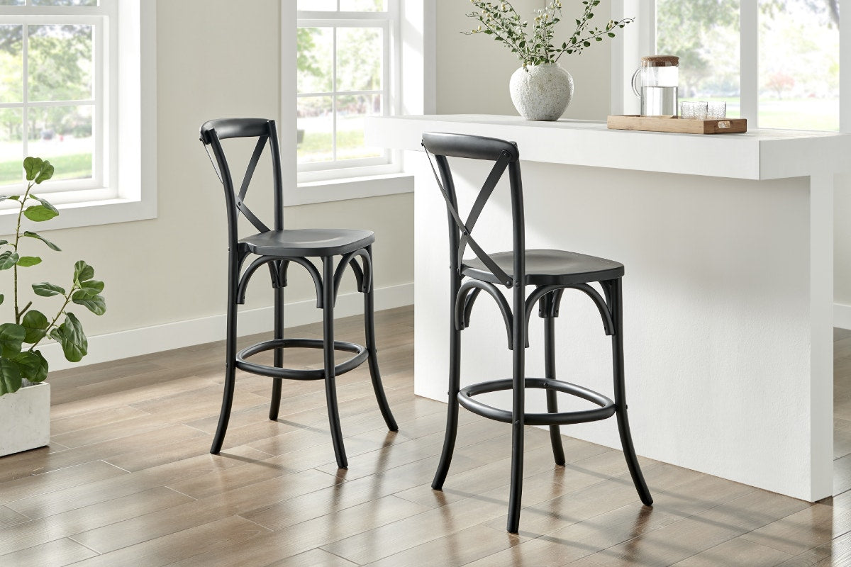 Matt Blatt Melrose Cross Back Counter Stool (Black Birch/Board Seat)