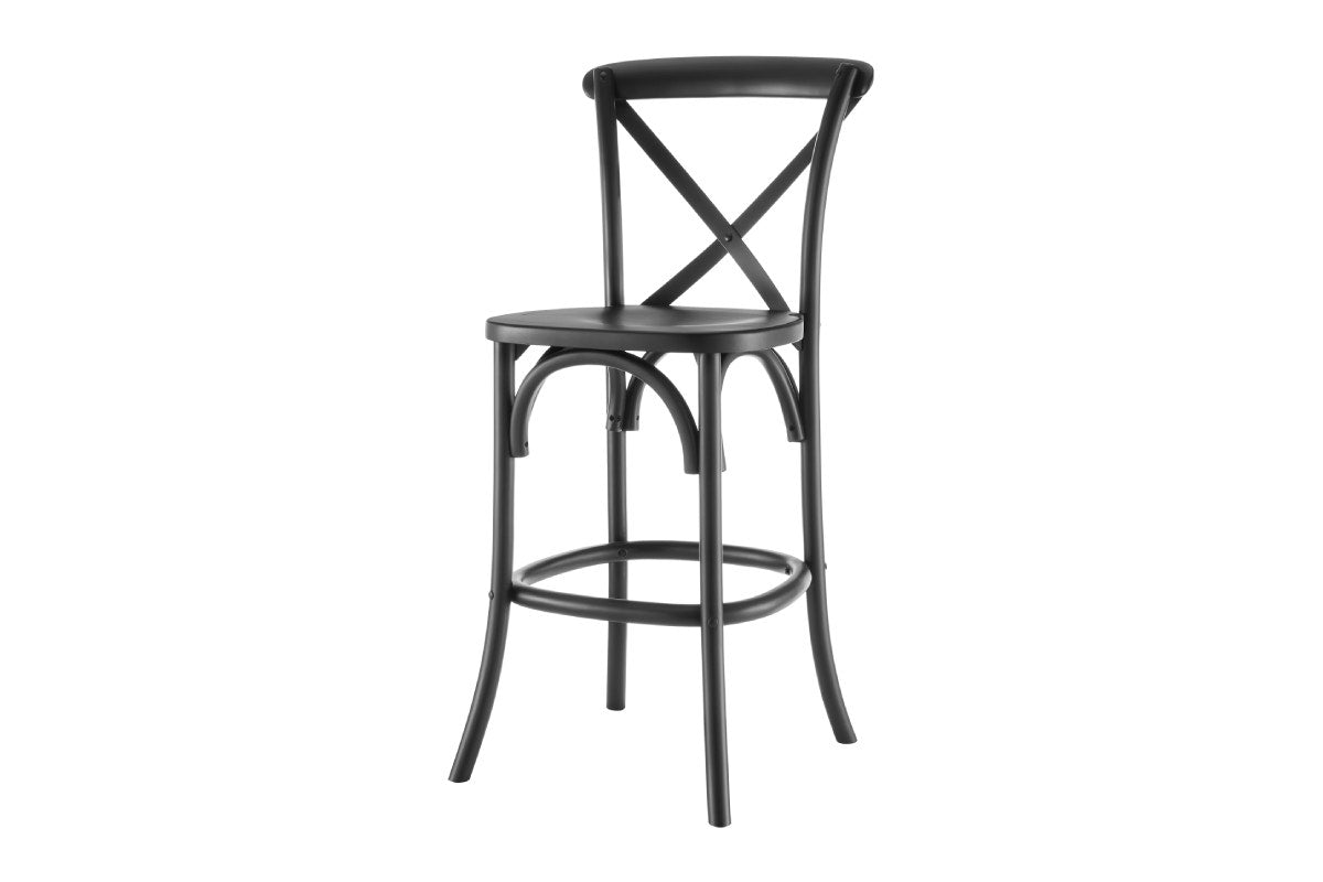 Matt Blatt Melrose Cross Back Counter Stool (Black Birch/Board Seat)