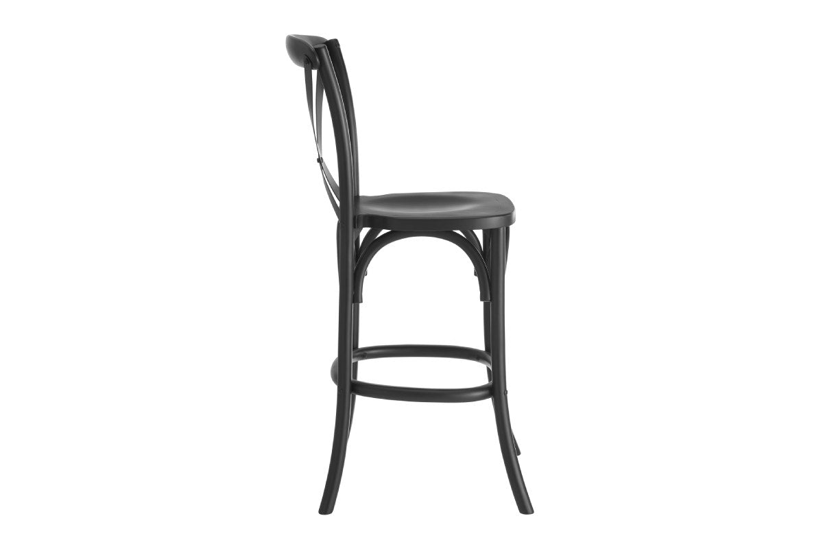 Matt Blatt Melrose Cross Back Counter Stool (Black Birch/Board Seat)