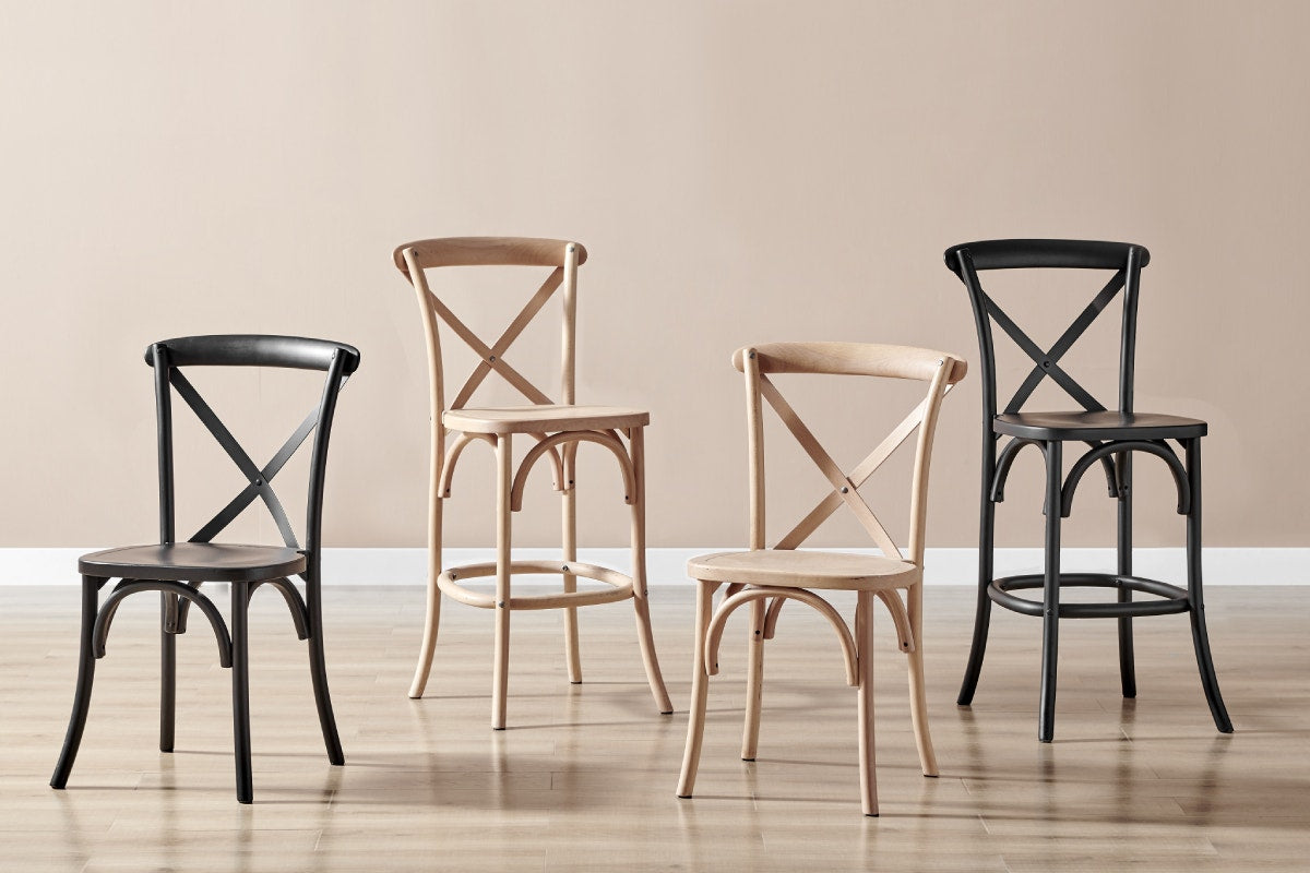 Matt Blatt Melrose Cross Back Counter Stool (Black Birch/Board Seat)