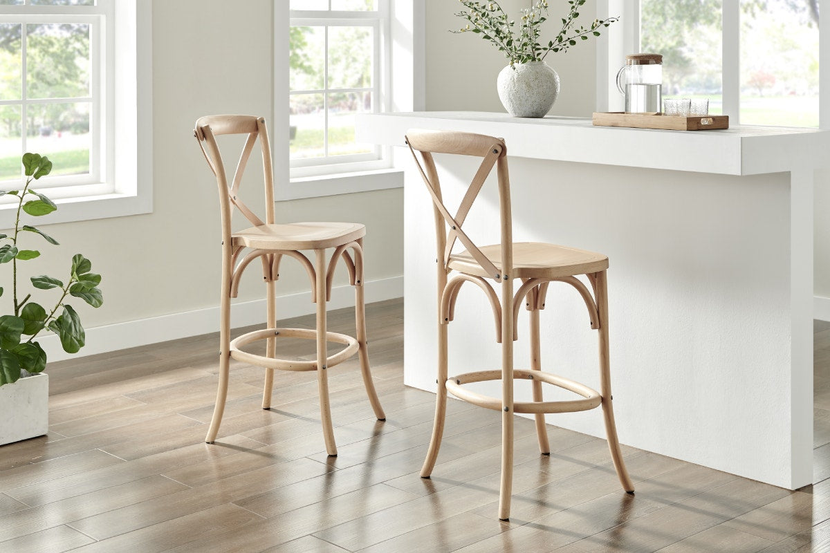 Matt Blatt Melrose Cross Back Counter Stool (Natural Beech/Board Seat)