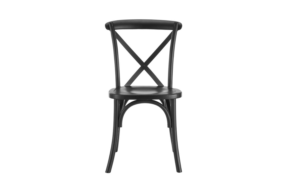 Matt Blatt Set of 2 Melrose Cross Back Chairs (Black Birch/Board Seat)