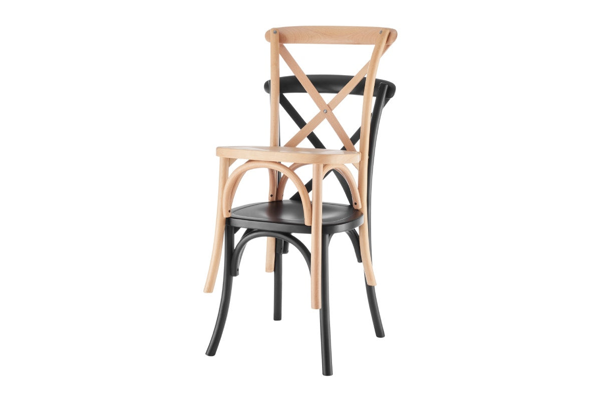 Matt Blatt Set of 2 Melrose Cross Back Chairs (Black Birch/Board Seat)