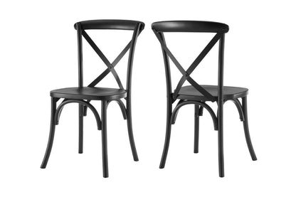 Matt Blatt Set of 2 Melrose Cross Back Chairs (Black Birch/Board Seat)