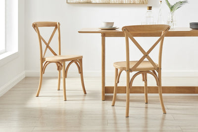 Matt Blatt Set of 2 Melrose Cross Back Chairs - Natural Beech/Board Seat