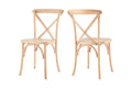 Matt Blatt Set of 2 Melrose Cross Back Chairs - Natural Beech/Board Seat