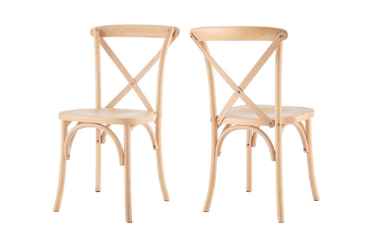 Matt Blatt Set of 2 Melrose Cross Back Chairs (Natural Beech/Board Seat)