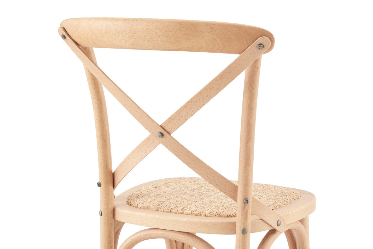 Matt Blatt Set of 2 Melrose Cross Back Chairs (Natural Beech/Rattan Seat)