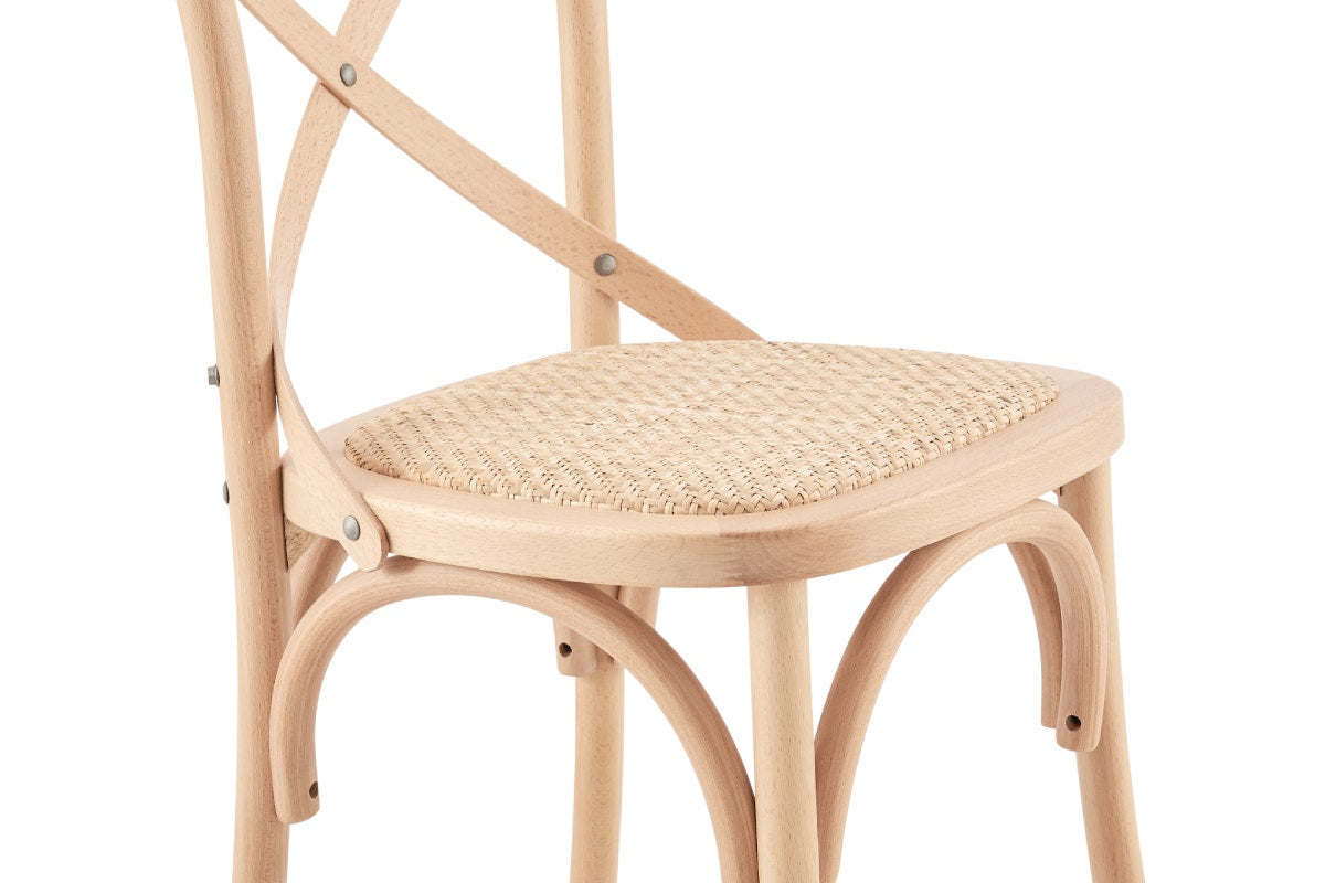 Matt Blatt Set of 2 Melrose Cross Back Chairs (Natural Beech/Rattan Seat)