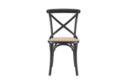 Matt Blatt Set of 2 Melrose Cross Back Chairs (Black Birch/Rattan Seat)