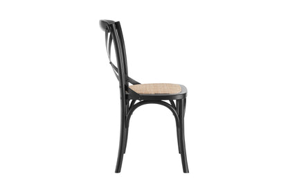 Matt Blatt Set of 2 Melrose Cross Back Chairs (Black Birch/Rattan Seat)