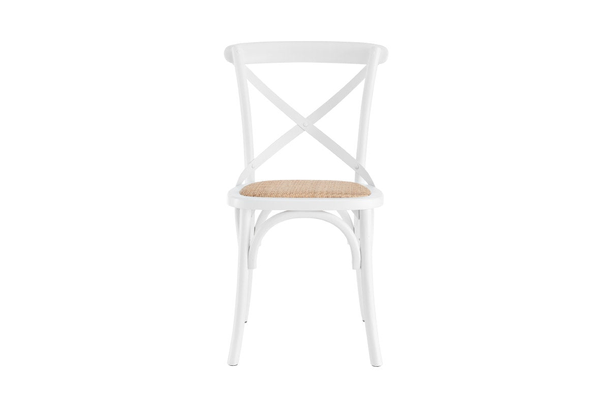 Matt Blatt Set of 2 Melrose Cross Back Chairs (White Birch/Rattan Seat)