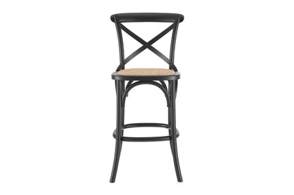 Matt Blatt Melrose Cross Back Counter Stool (Black Birch/Rattan Seat)