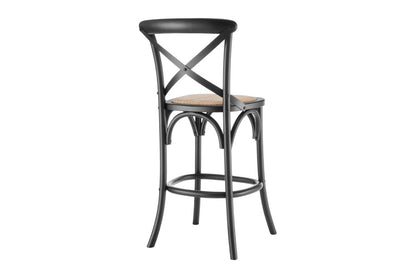 Matt Blatt Melrose Cross Back Counter Stool (Black Birch/Rattan Seat)