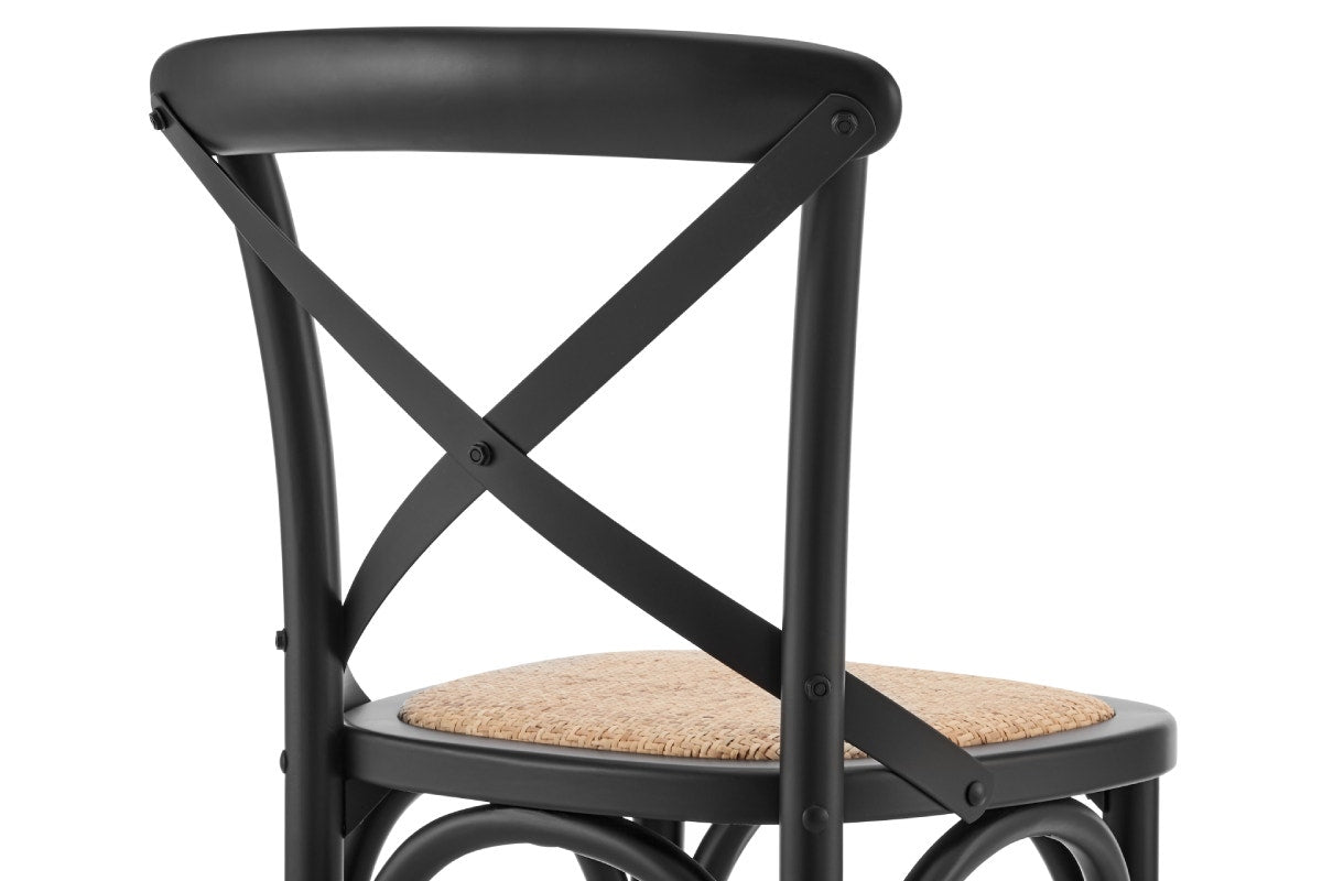 Matt Blatt Melrose Cross Back Counter Stool (Black Birch/Rattan Seat)