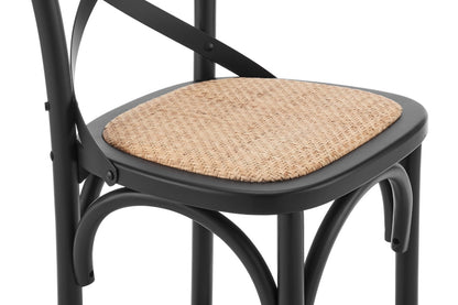 Matt Blatt Melrose Cross Back Counter Stool (Black Birch/Rattan Seat)