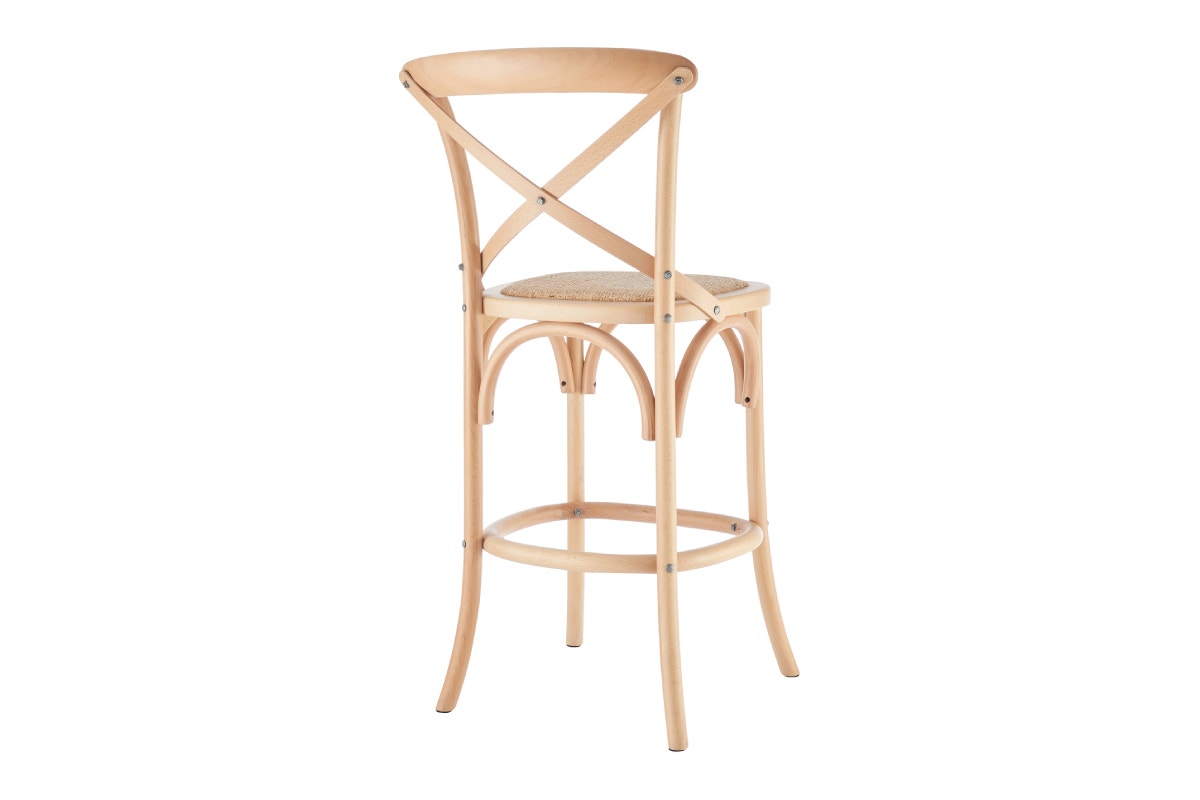 Matt Blatt Melrose Cross Back Counter Stool (Natural Beech/Rattan Seat)