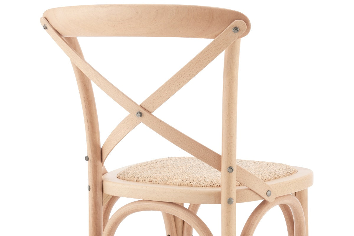 Matt Blatt Melrose Cross Back Counter Stool (Natural Beech/Rattan Seat)