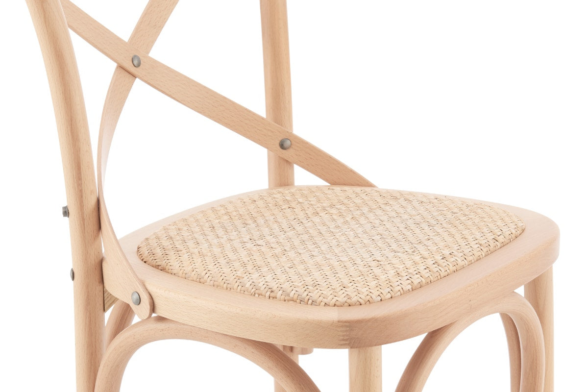 Matt Blatt Melrose Cross Back Counter Stool (Natural Beech/Rattan Seat)