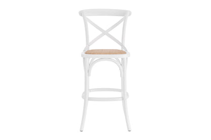 Matt Blatt Melrose Cross Back Counter Stool (White Birch/Rattan Seat)