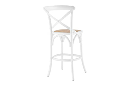 Matt Blatt Melrose Cross Back Counter Stool (White Birch/Rattan Seat)