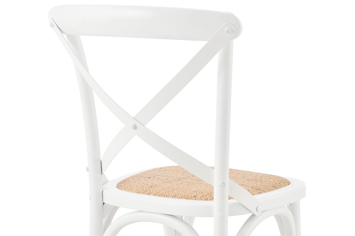 Matt Blatt Melrose Cross Back Counter Stool (White Birch/Rattan Seat)