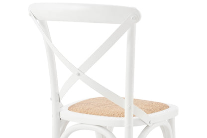 Matt Blatt Melrose Cross Back Counter Stool (White Birch/Rattan Seat)