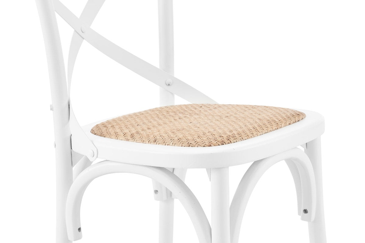 Matt Blatt Melrose Cross Back Counter Stool (White Birch/Rattan Seat)