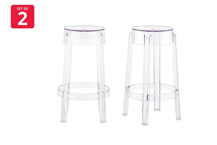 Set of 2 Matt Blatt Philippe Starck Ghost Barstools Replica (Clear, 66cm)