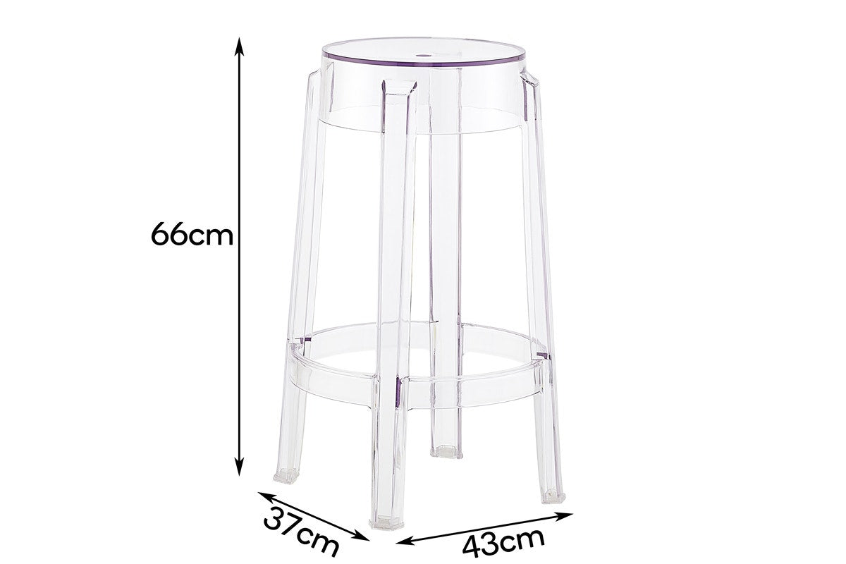 Set of 2 Matt Blatt Philippe Starck Ghost Barstools Replica (Clear, 66cm)