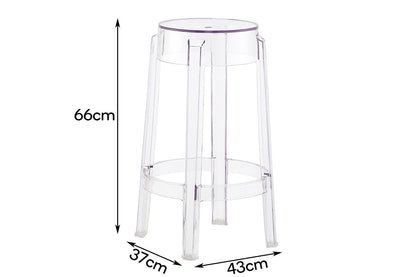 Set of 2 Matt Blatt Philippe Starck Ghost Barstools Replica (Clear, 66cm)