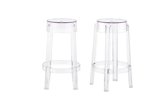 Set of 2 Matt Blatt Philippe Starck Ghost Barstools Replica (Clear, 66cm)