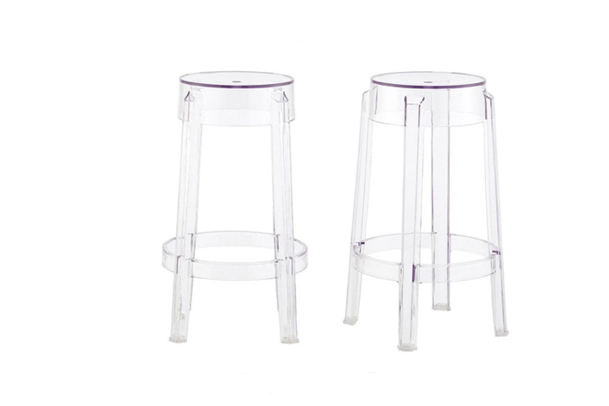 Set of 2 Matt Blatt Philippe Starck Ghost Barstools Replica (Clear, 66cm)