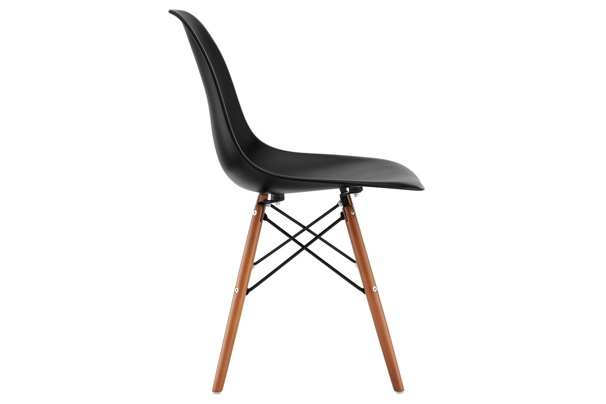 Matt Blatt Set of 2 Eames Premium DSW Chairs Replica (Black Seat/Walnut Legs)