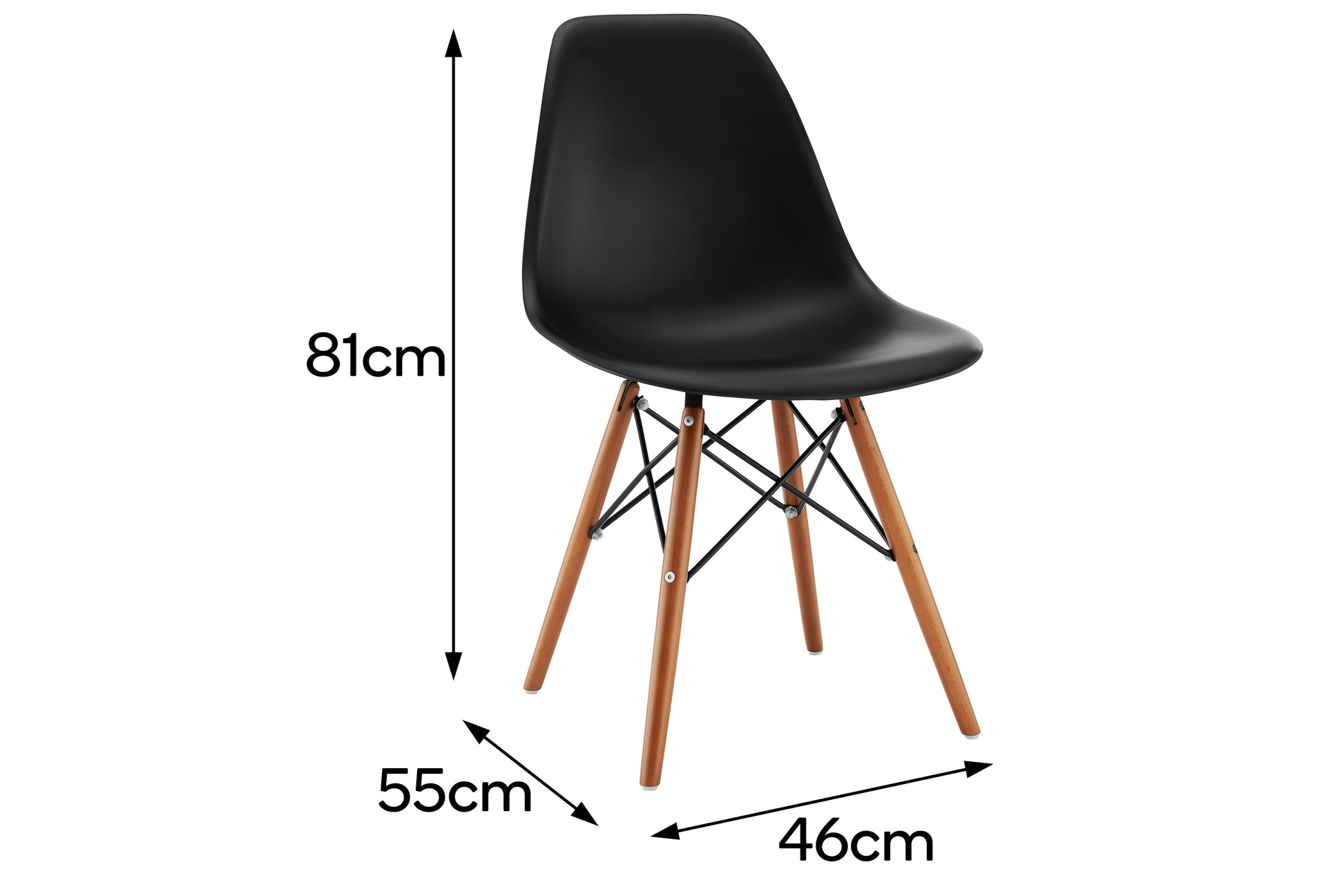 Matt Blatt Set of 2 Eames Premium DSW Chairs Replica (Black Seat/Walnut Legs)