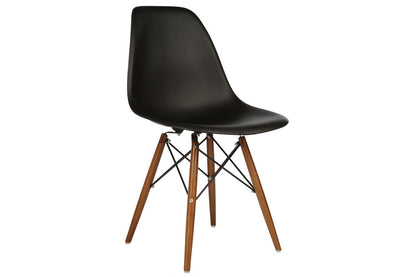 Matt Blatt Set of 2 Eames Premium DSW Chairs Replica (Black Seat/Walnut Legs)