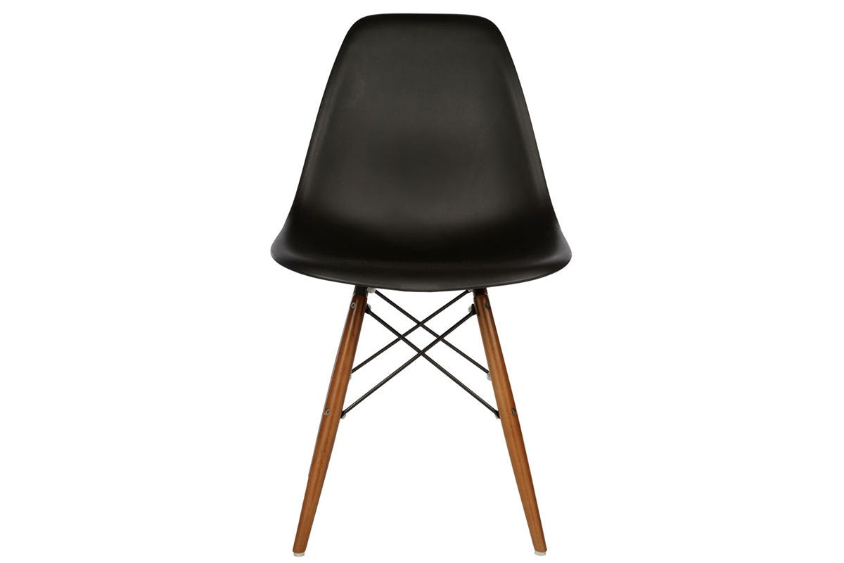 Matt Blatt Set of 2 Eames Premium DSW Chairs Replica (Black Seat/Walnut Legs)