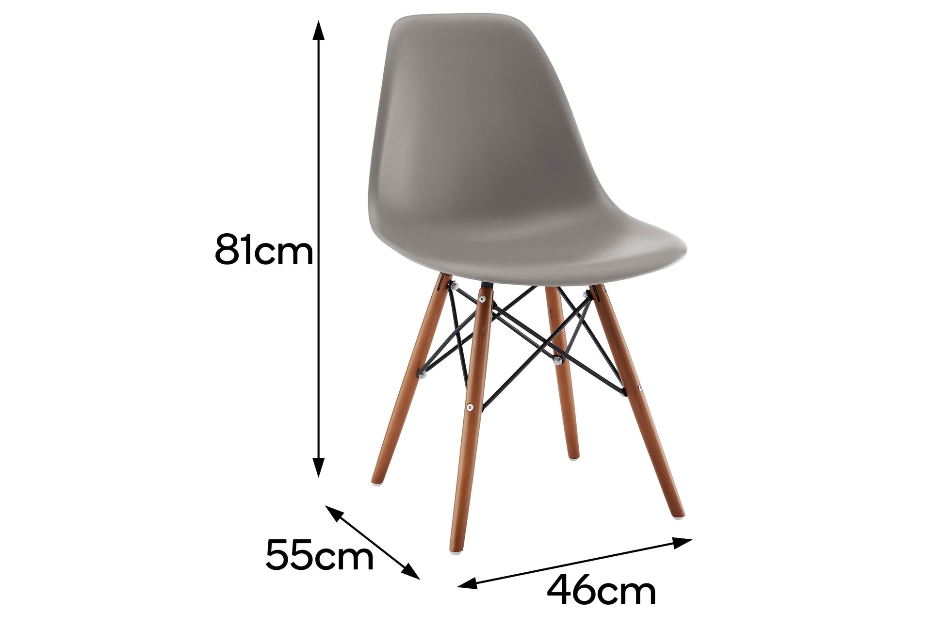 Matt Blatt Set of 2 Eames Premium DSW Chairs Replica (Grey Seat/Walnut Legs)