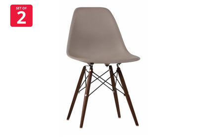 Matt Blatt Set of 2 Eames Premium DSW Chairs Replica (Grey Seat/Walnut Legs)