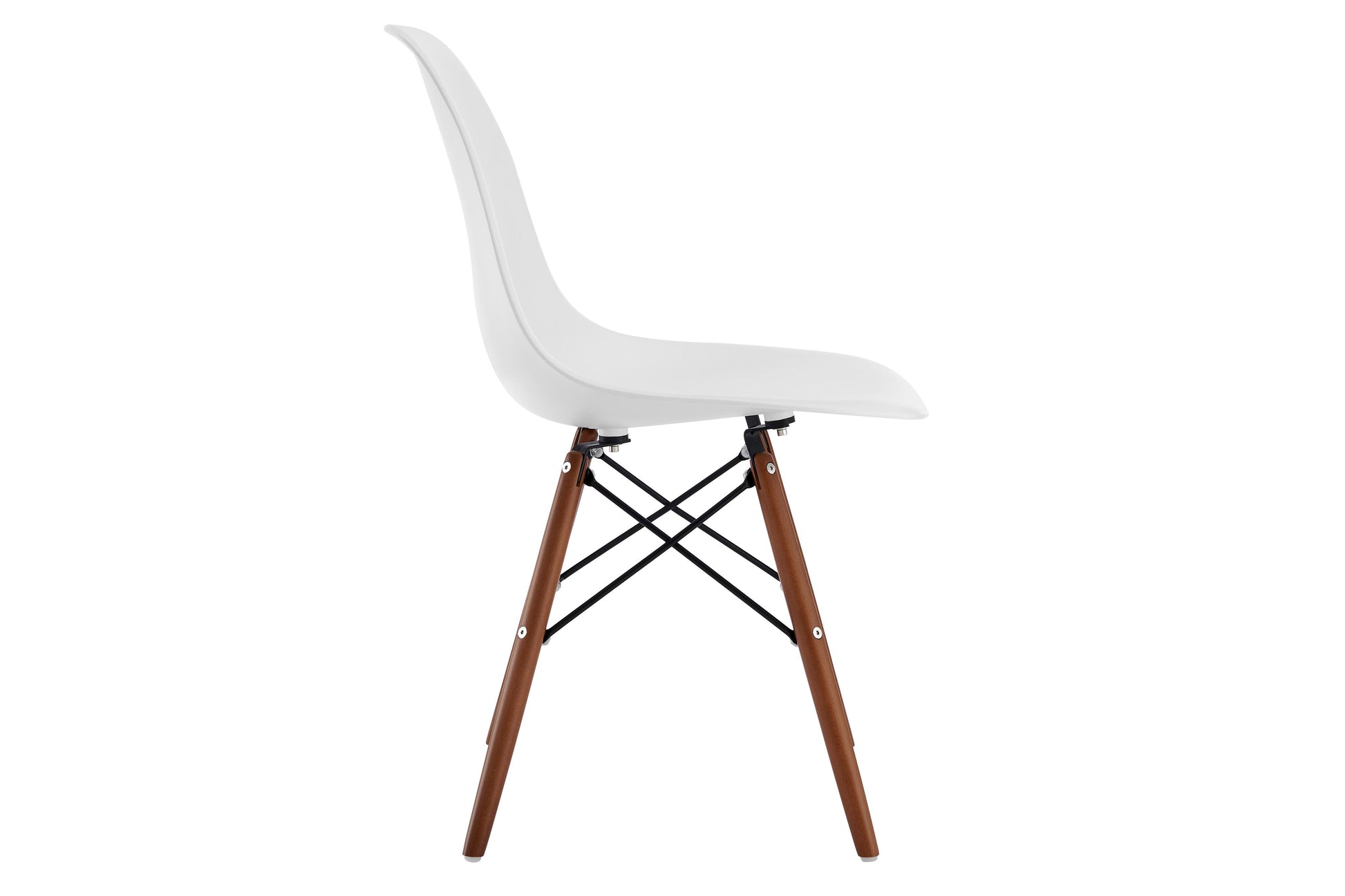 Matt Blatt Set of 2 Eames Premium DSW Chairs Replica (White Seat/Walnut Legs)