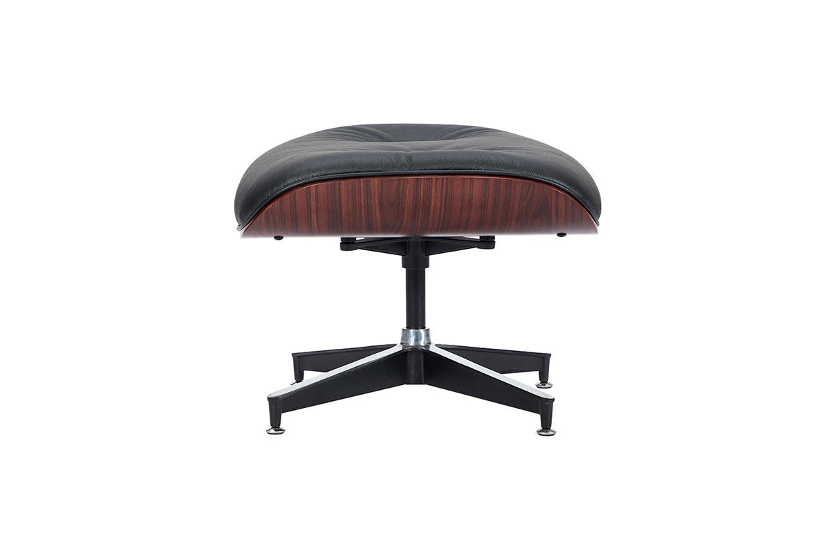 Matt Blatt Eames Premium Replica Leather Lounge Chair and Ottoman - Black Leather/Rosewood